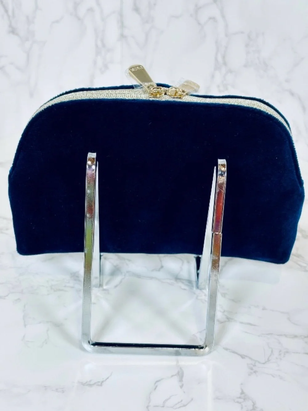 DIOR Navy Blue Velvet Makeup Pouch w/Dust Bag, NWOT